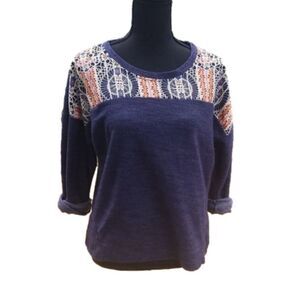 Olivia Moon Women's 3/4 sleeve blue shirt blouse top new‎ Medium